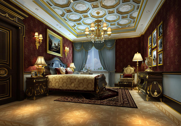 美式風格豪宅臥室效果圖