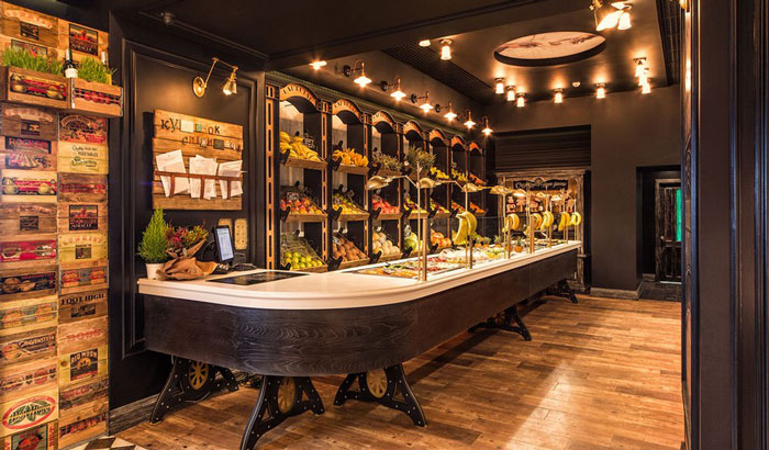 復古風格水果店鋪儲存區域裝修設計案例效果圖