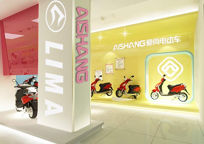 電動(dòng)車(chē)銷(xiāo)售展示中心、店面背景墻裝修設(shè)計(jì)案例效果圖