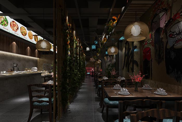 浪漫情侶主題餐廳茶水間區域裝修設計案例效果圖