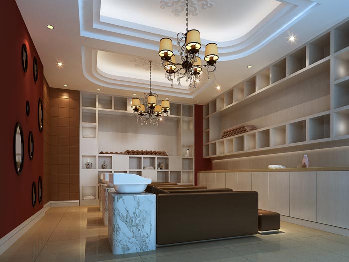 現代、古典混搭美容院洗頭區域裝修設計案例效果圖