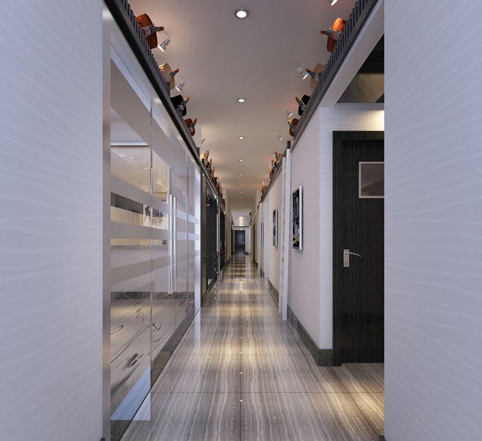 品牌琴行走廊裝修設計案例效果圖