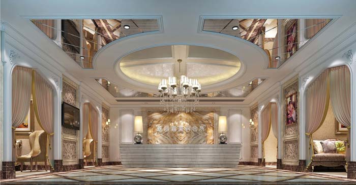 魅麗嘉美容會所前臺裝修設計案例效果圖