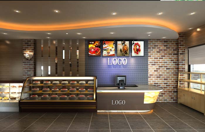 杭州迷你蛋糕店前臺展柜裝修設(shè)計案例效果圖