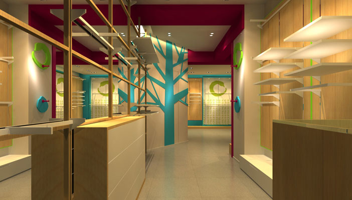 兒童服裝形象專賣店柜臺裝修設計案例效果圖