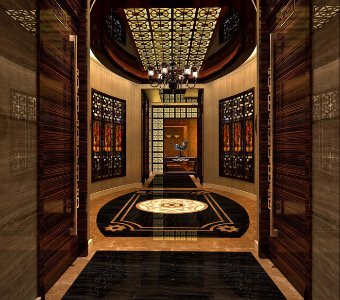 簡潔、大氣中式餐廳過道裝修設計案例效果圖