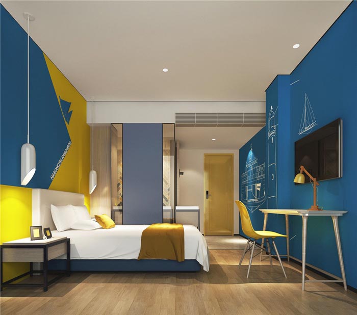 港灣主題酒店單人間裝修設計案例效果圖