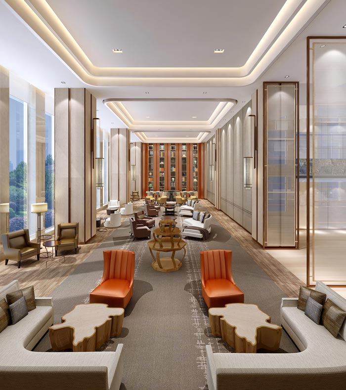 商務精品酒店交流區域裝修設計案例效果圖