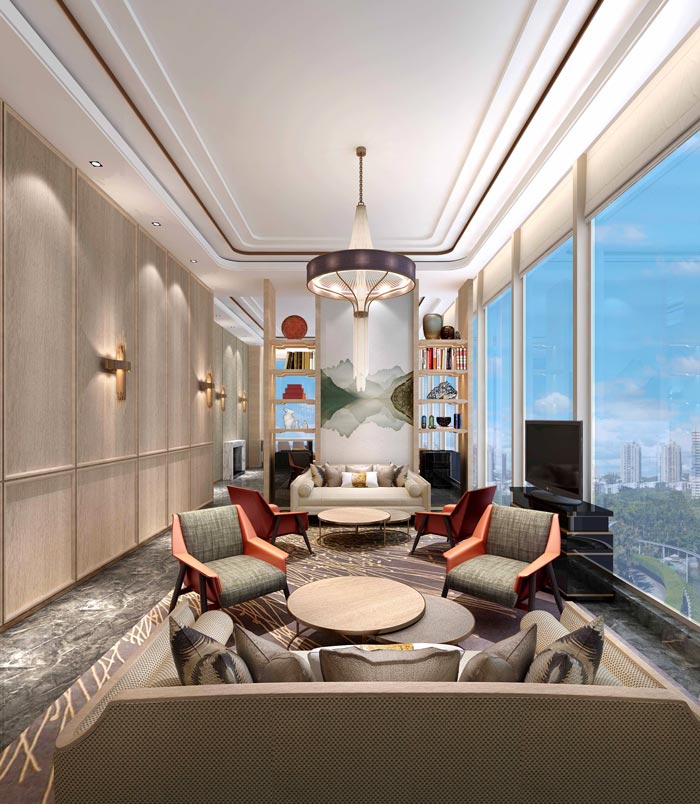 商務精品酒店洽談區域裝修設計案例效果圖