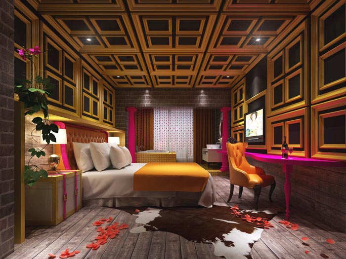 浪漫情侶酒店瞬間客房裝修設計案例效果圖