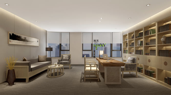互聯網媒體總經理辦公室裝修設計案例效果圖