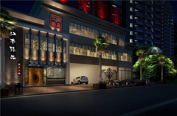 肥牛火鍋店門面裝修設計效果圖