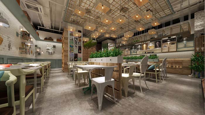 烤魚燒烤店餐區裝修設計效果圖