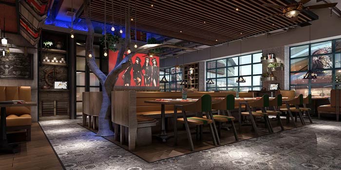 西餐廳牛排餐區裝修設計效果圖