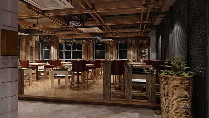 咖啡館二樓學習區裝修設計效果圖