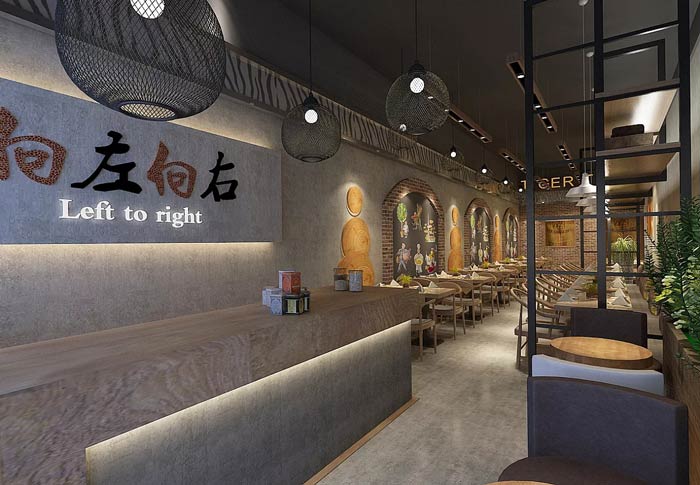 面館進門區左側裝修設計效果圖