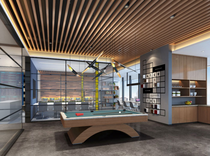 杭州800平方辦公室臺(tái)球區(qū)裝修設(shè)計(jì)效果圖