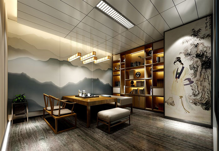 辦公室總部茶室裝修設計效果圖