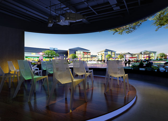 企業孵化器辦公室投影區裝修設計效果圖