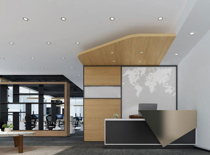 杭州蕭山辦公室前臺裝修設計效果圖