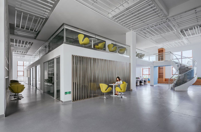 生物公司辦公室動線裝修設(shè)計(jì)效果圖