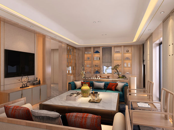 新中式辦公室交流區設計效果圖