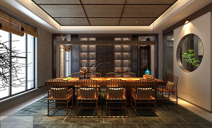 中式辦公室辦公區(qū)設(shè)計(jì)裝修效果圖