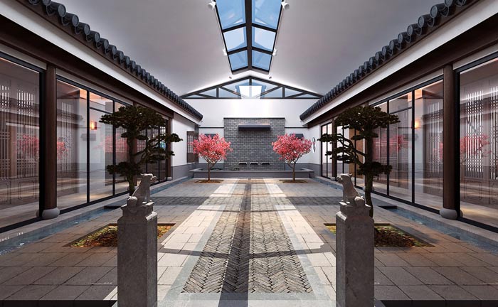 中式辦公室庭院設(shè)計(jì)裝修效果圖