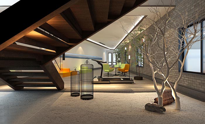 中式辦公室接待設(shè)計(jì)裝修效果圖