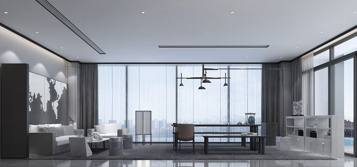 禪意辦公室左側裝修設計效果圖