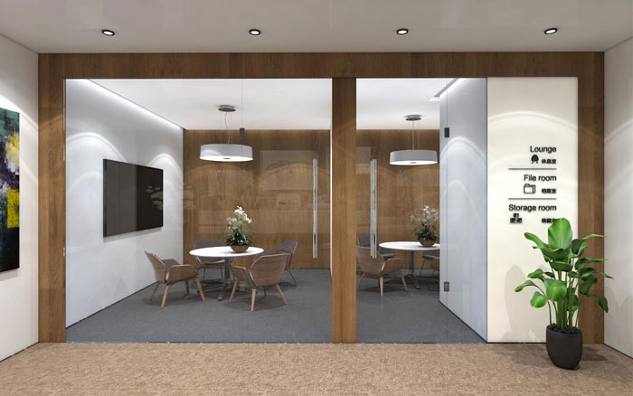 新中式辦公樓洽談區裝修設計效果圖