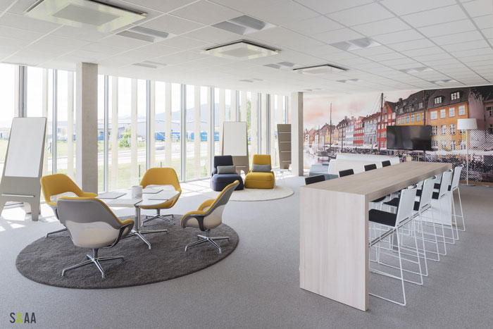 廠房研發中心辦公室休息區裝修設計效果圖