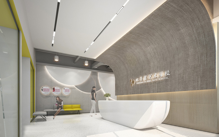 藝術(shù)學校前臺裝修設(shè)計效果圖