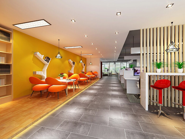 電商科技公司辦公室交流區裝修設計效果圖