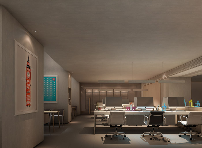 新中式辦公室辦公區設計裝修效果圖