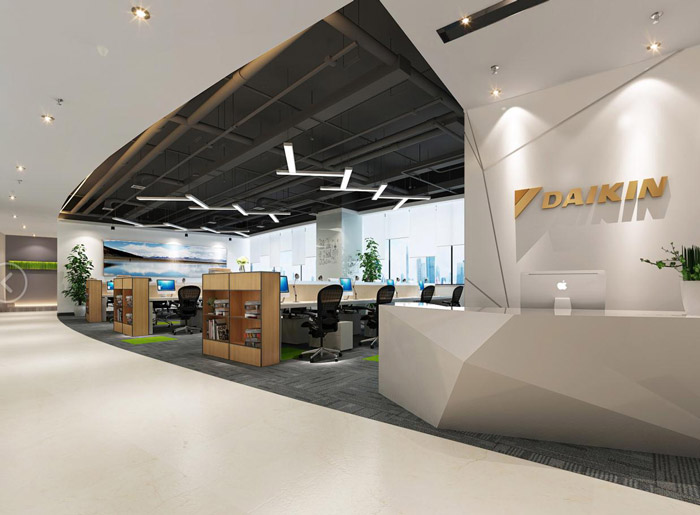 現代簡約辦公室前臺裝修效果圖