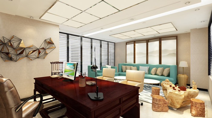 現代中式風格總經理辦公室裝修效果圖