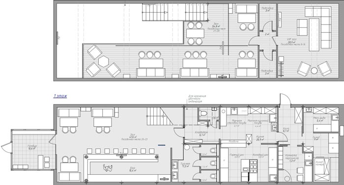 233平方工業風酒吧設計平面圖
